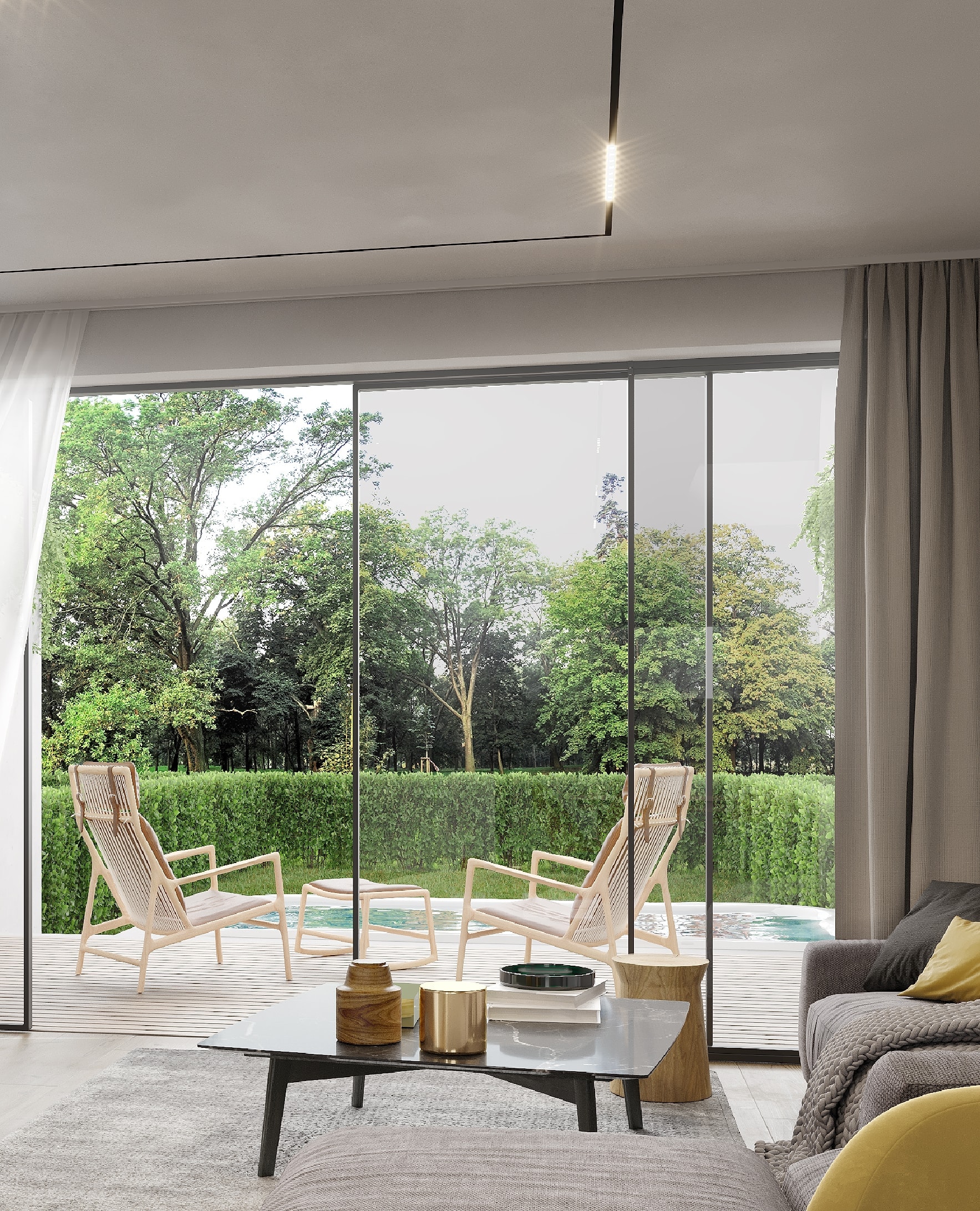 Fertig ausgestatteter Wohnbereich mit Gartenblick – Village Osterhof