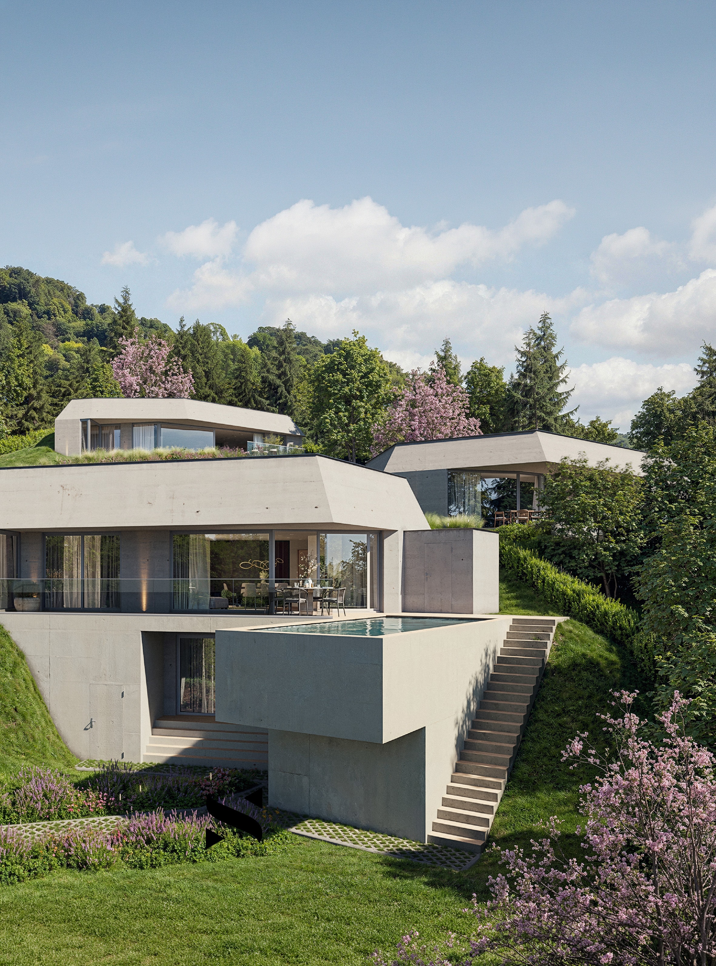Terrassierte Villen am Hang mit Blick über Graz – Projekt Weingartenweg
